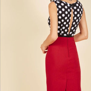 Modcloth Profresh Polka Dot Wiggle Dress
